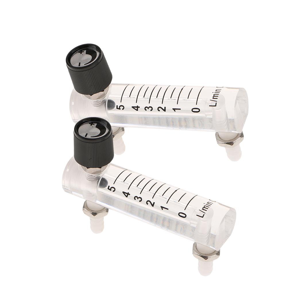 2Pcs Oxygen Flow Meter Flowmeter with Control Valve for Air 1-10LPM