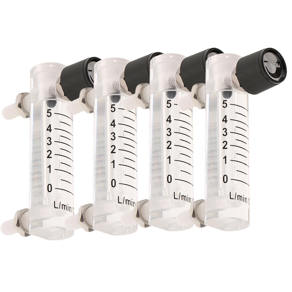 4Pcs Oxygen Flow Meter Flowmeter with Control Valve for Air 1-10LPM