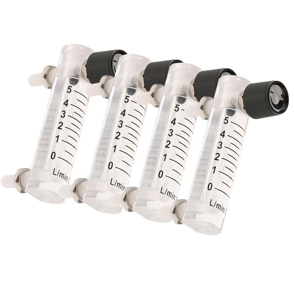 4Pcs Oxygen Flow Meter Flowmeter with Control Valve for Air 1-10LPM