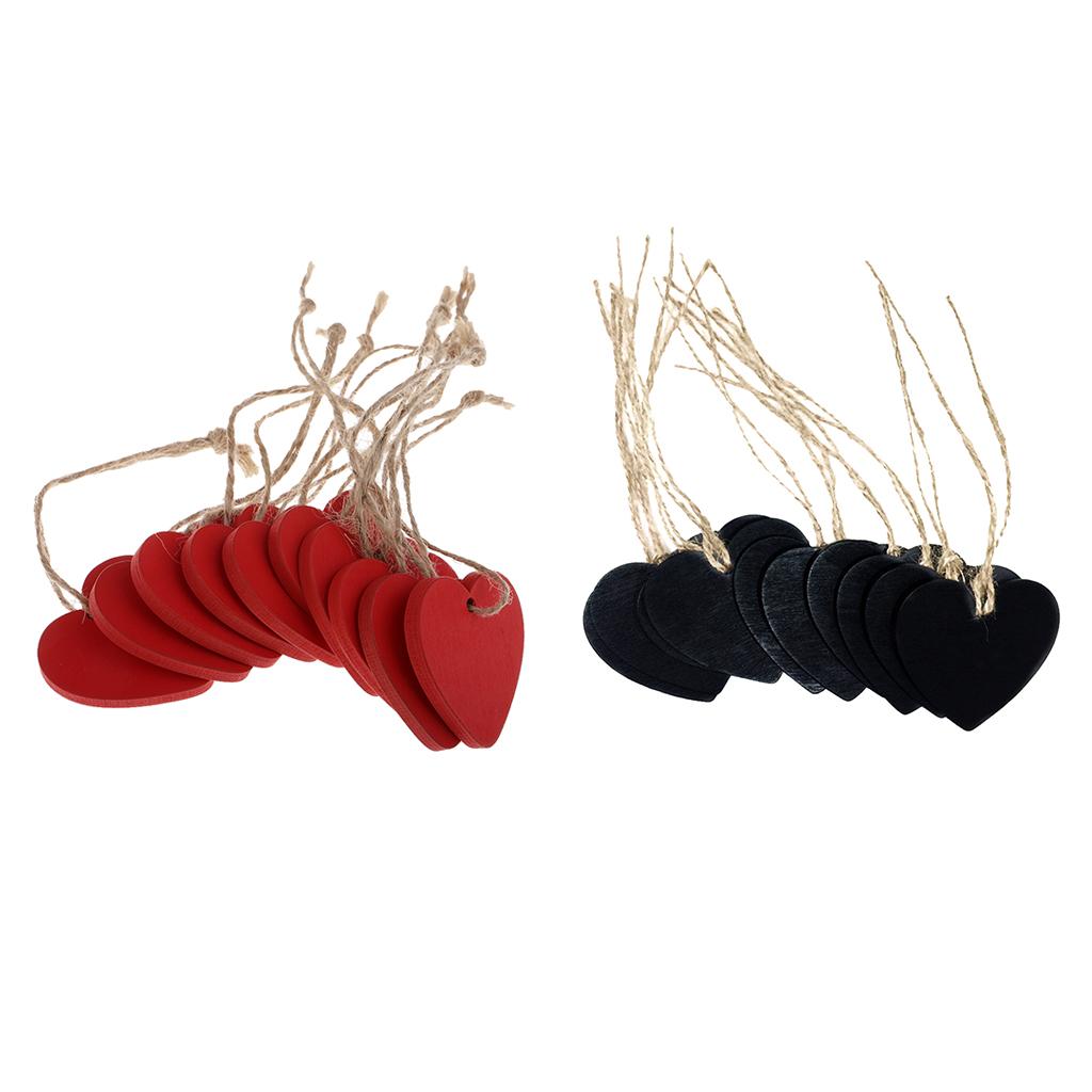 20 Pack Wooden Heart Hanging Chalkboard Memo Message Blackboard Wedding Tags