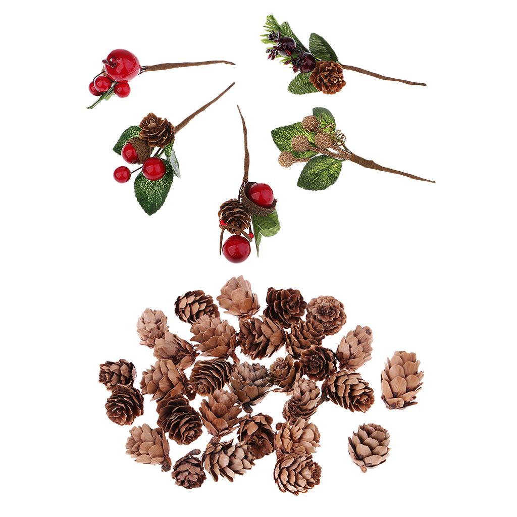 35 Pieces Shabby Chic Artificial Dried Flowers Natural Pine Cones Ornaments
