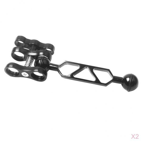 2 Pieces Scuba Diving Light Clip Dual Ball Joint Arm Clamp for Camera Torch