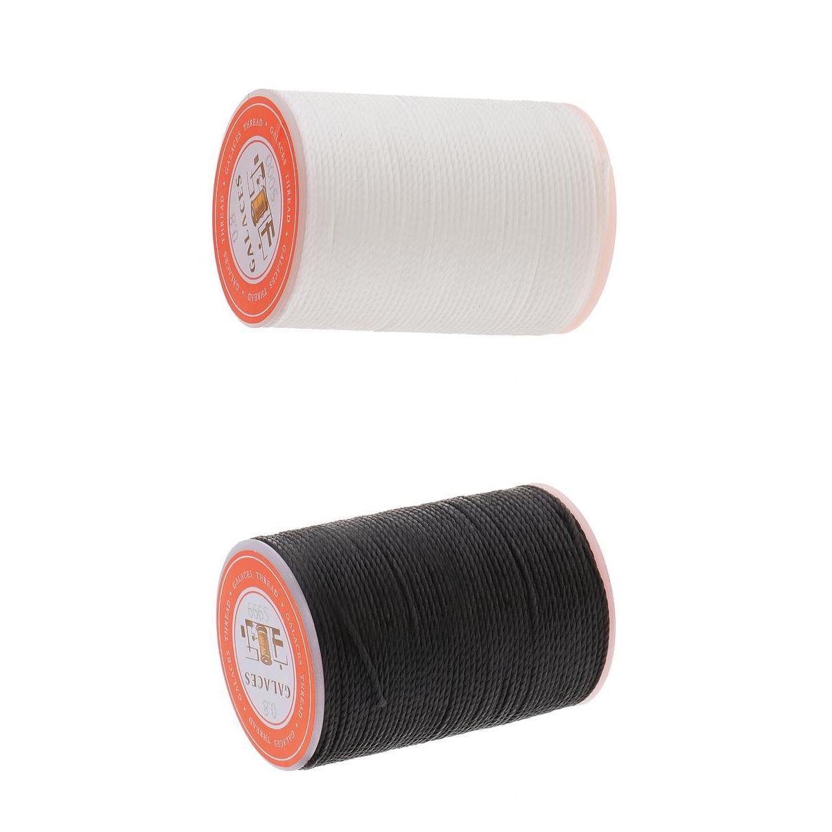 2pcs 0.8mm Round Polyester Waxed Thread DIY Sewing Stitching Black White