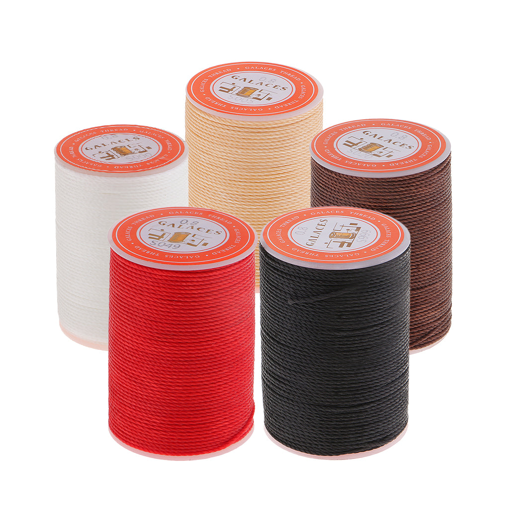 5 Rolls 0.8mm Round Polyester Waxed Thread Sewing Stitching DIY Craft