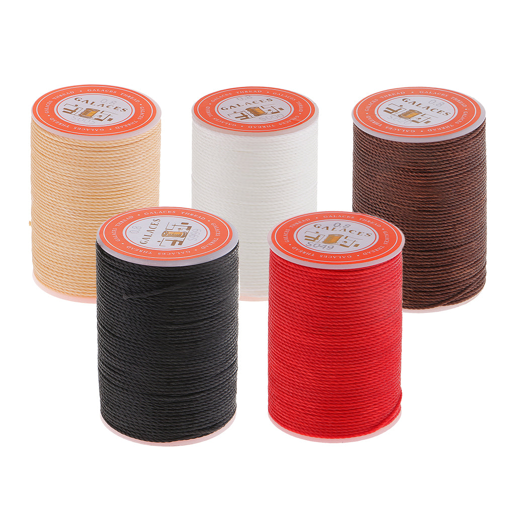 5 Rolls 0.8mm Round Polyester Waxed Thread Sewing Stitching DIY Craft