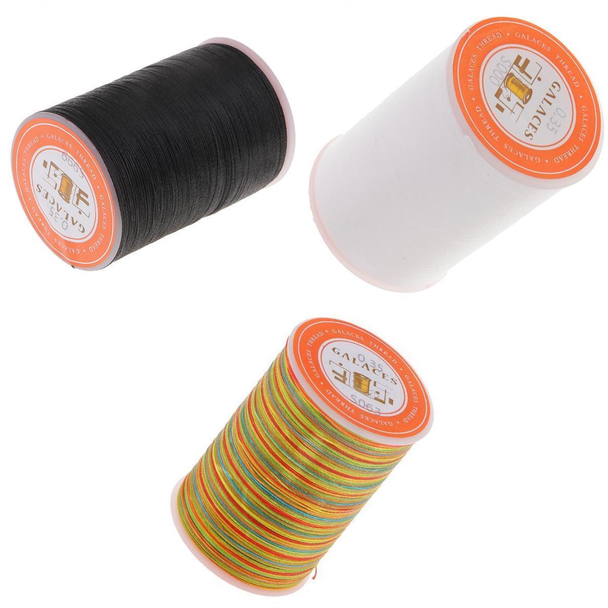 3 Rolls 0.35mm Round Polyester Waxed Thread Sewing Stitching DIY Craft
