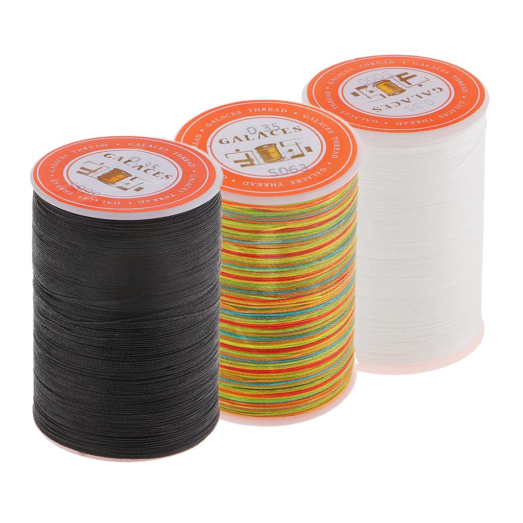 3 Rolls 0.35mm Round Polyester Waxed Thread Sewing Stitching DIY Craft