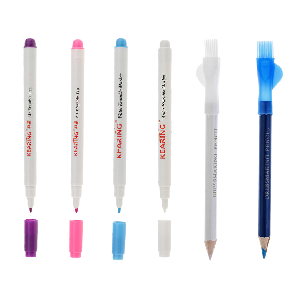 6pcs Tailor Chalk Pen Pencil + Air Water Erasable Pen for Sewing Dressmaking