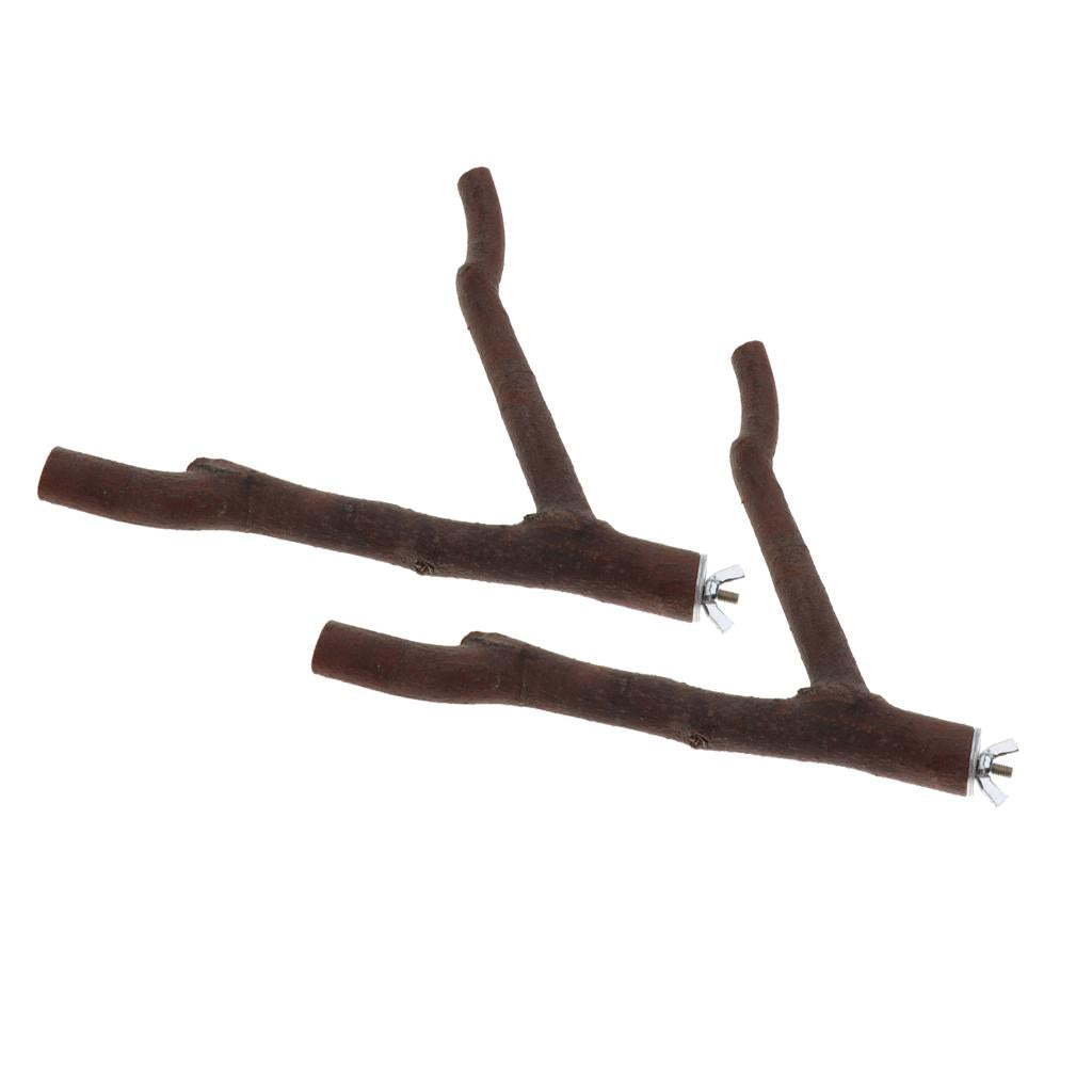 2x Parrot Wood Fork Stand Toy Bird African Greys Branch Perches Cage 3#