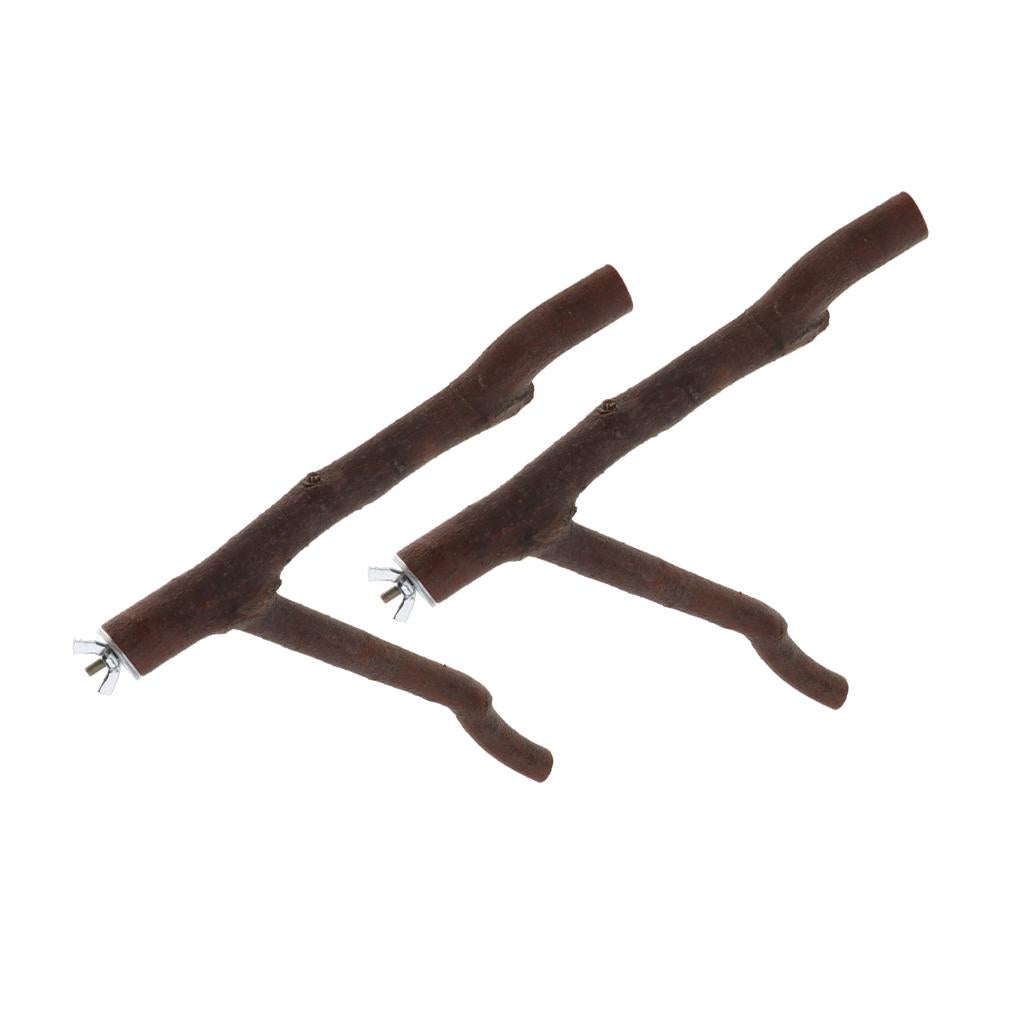 2x Parrot Wood Fork Stand Toy Bird African Greys Branch Perches Cage 3#