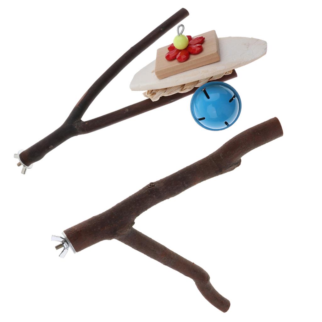 2x Parrot Wood Fork Stand Toy Bird African Greys,Macaws Branch Perches 1&3#