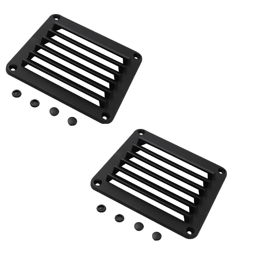 2 Pieces Black ABS Louvered Plastic Vent 5-1/2 x 4-7/8" for Boat"