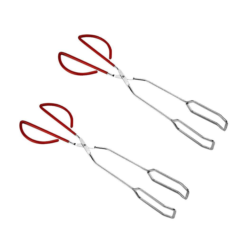 2Pcs Stainless Steel BBQ Barbecue Scissors Tongs Kitchen Buffet Pliers