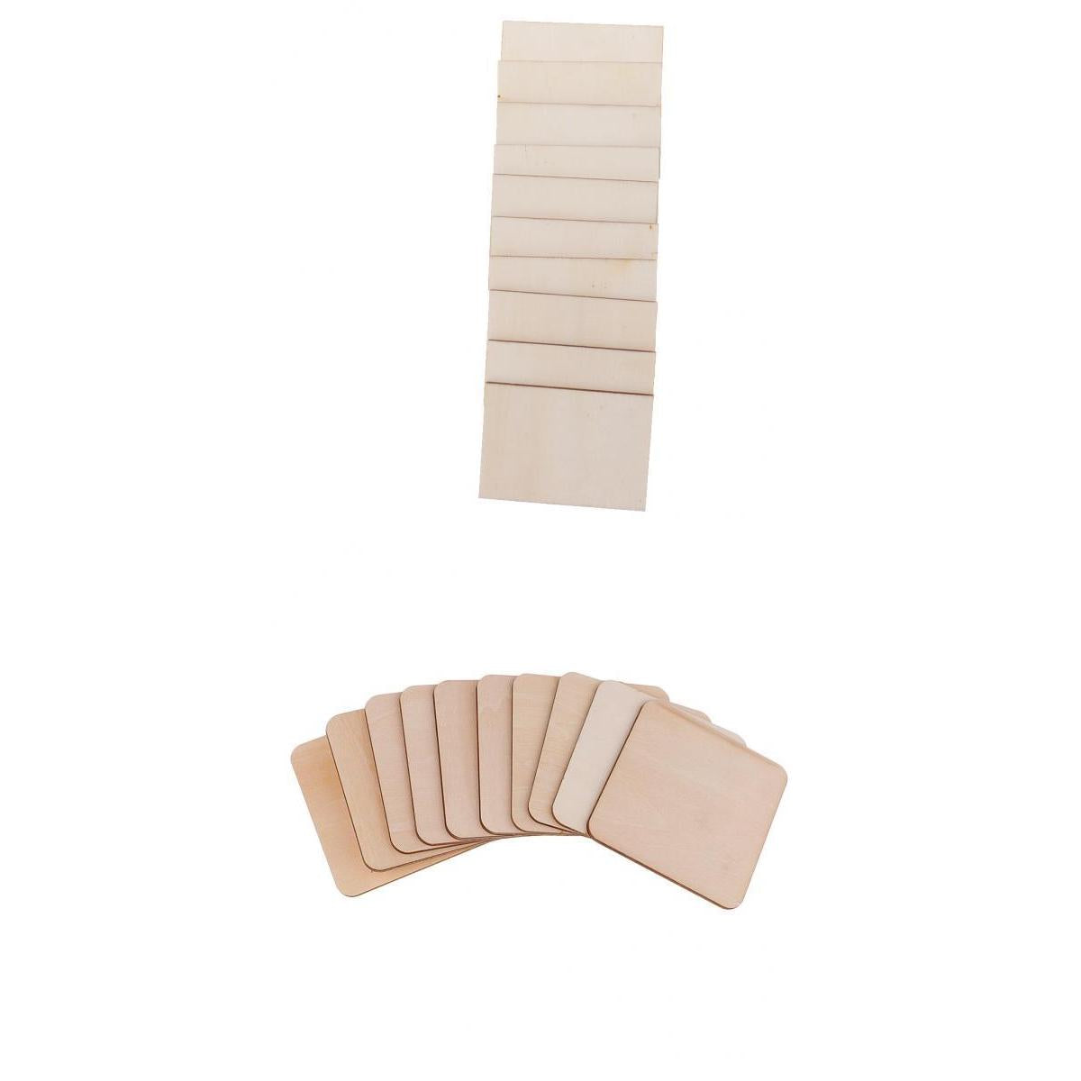 20 Pieces Rectangle Square Shapes Natural Wood Sign Plaque DIY Woodworkings