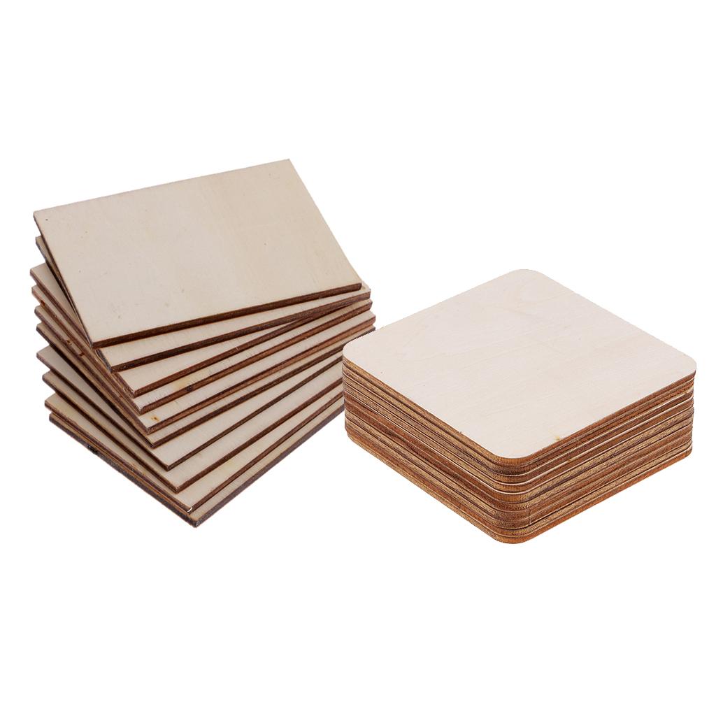 20 Pieces Rectangle Square Shapes Natural Wood Sign Plaque DIY Woodworkings