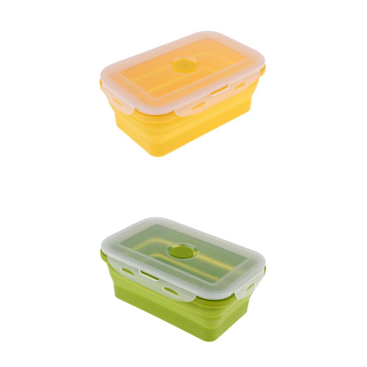2Pcs Folding Silicone Lunch Box Bowl Bento Collapsible Food Storage 1200ML