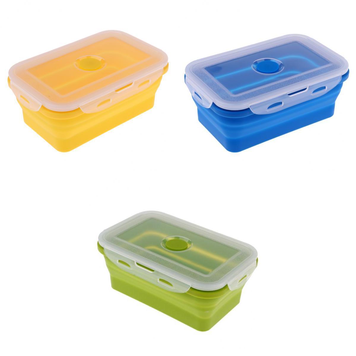 3Pcs Folding Silicone Lunch Box Bowl Bento Collapsible Food Storage 350ML