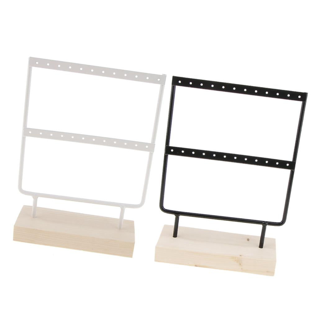 2 Pieces 24 Holes Earrings Organizer Holder Necklaces Jewelry Display Stand