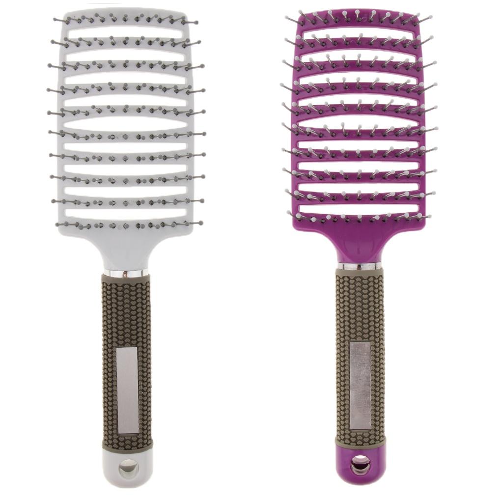 2pcs Large Curved Vented Hair Brush for Detangling Drying Scalp Massage