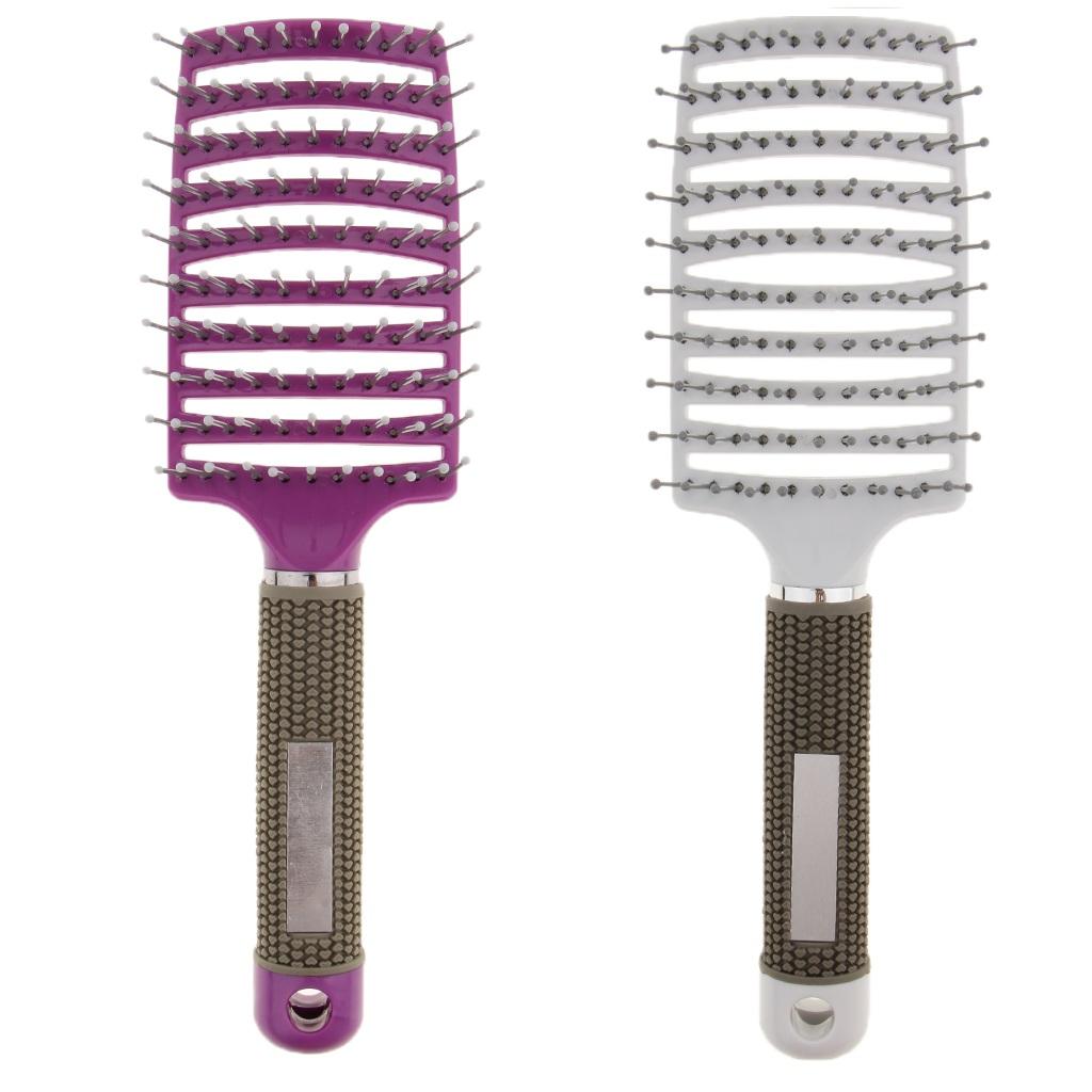 2pcs Large Curved Vented Hair Brush for Detangling Drying Scalp Massage