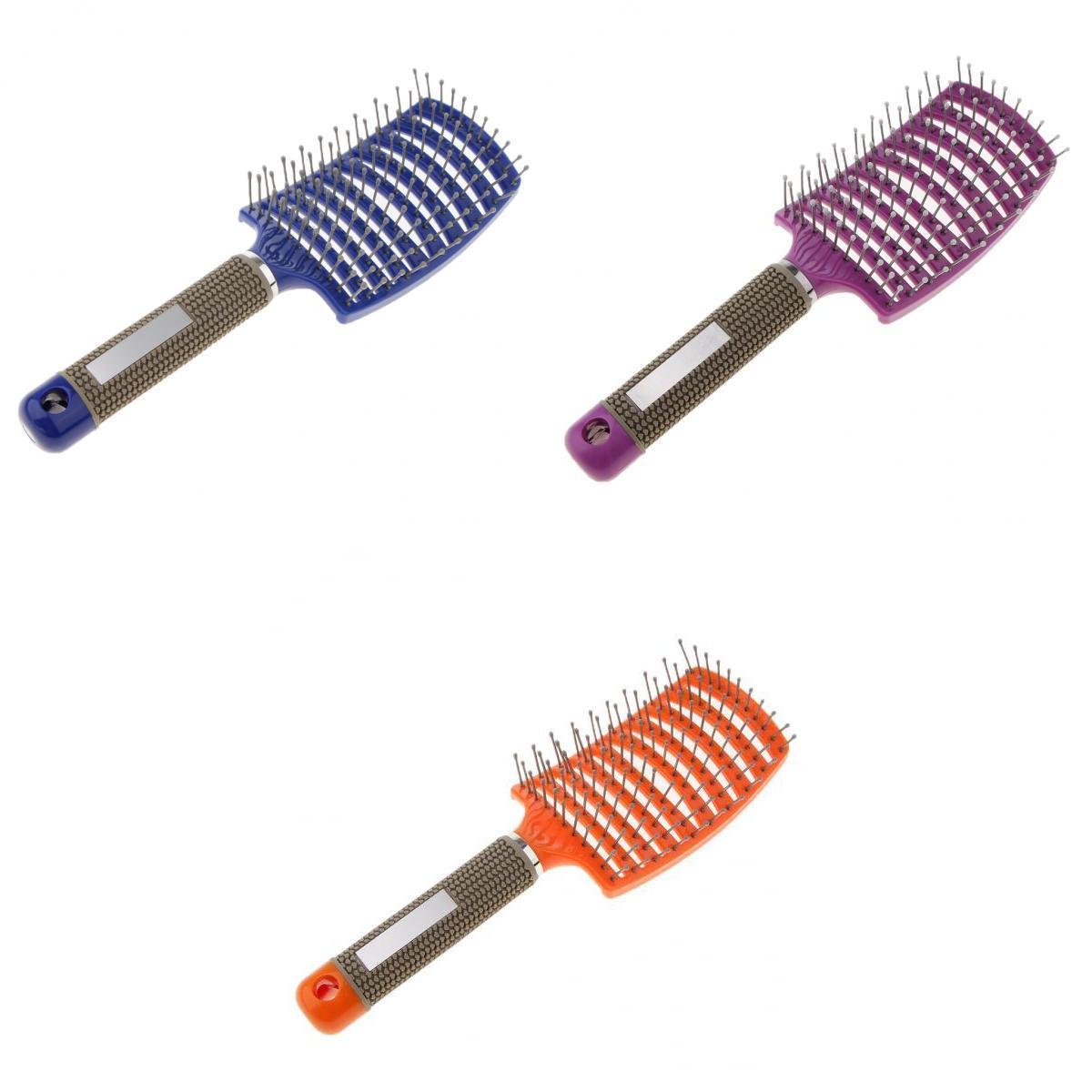 3pcs Large Curved Vented Hair Brush for Detangling Drying Scalp Massage