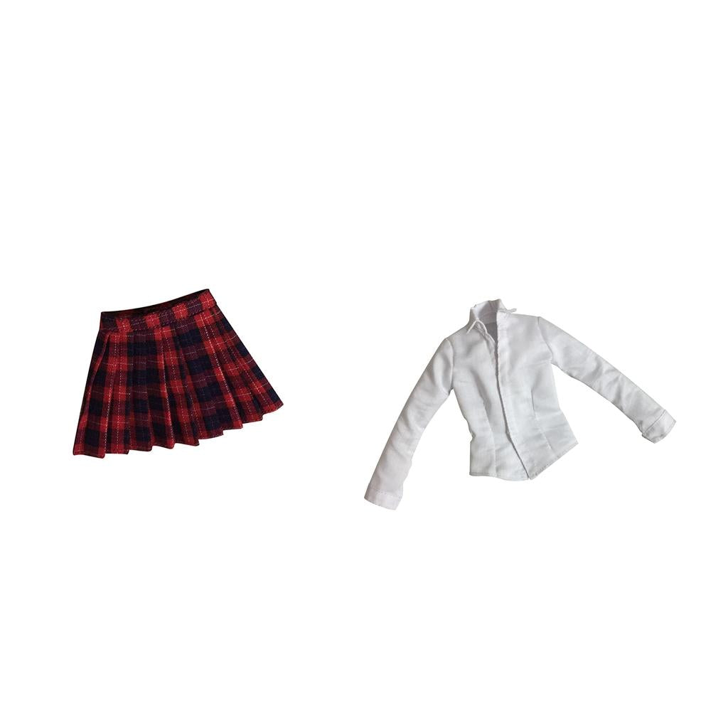 1/6 Scale Mini Plaid Skirt + White Shirt for 12 Female Action Figures Body"