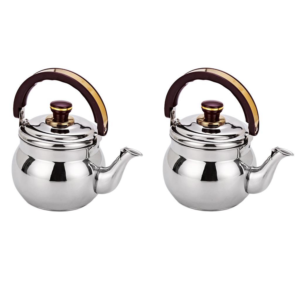 2pcs Outdoor Camping Stainless Steel Whistling Kettle Kitchen Tea Pot 0.6L