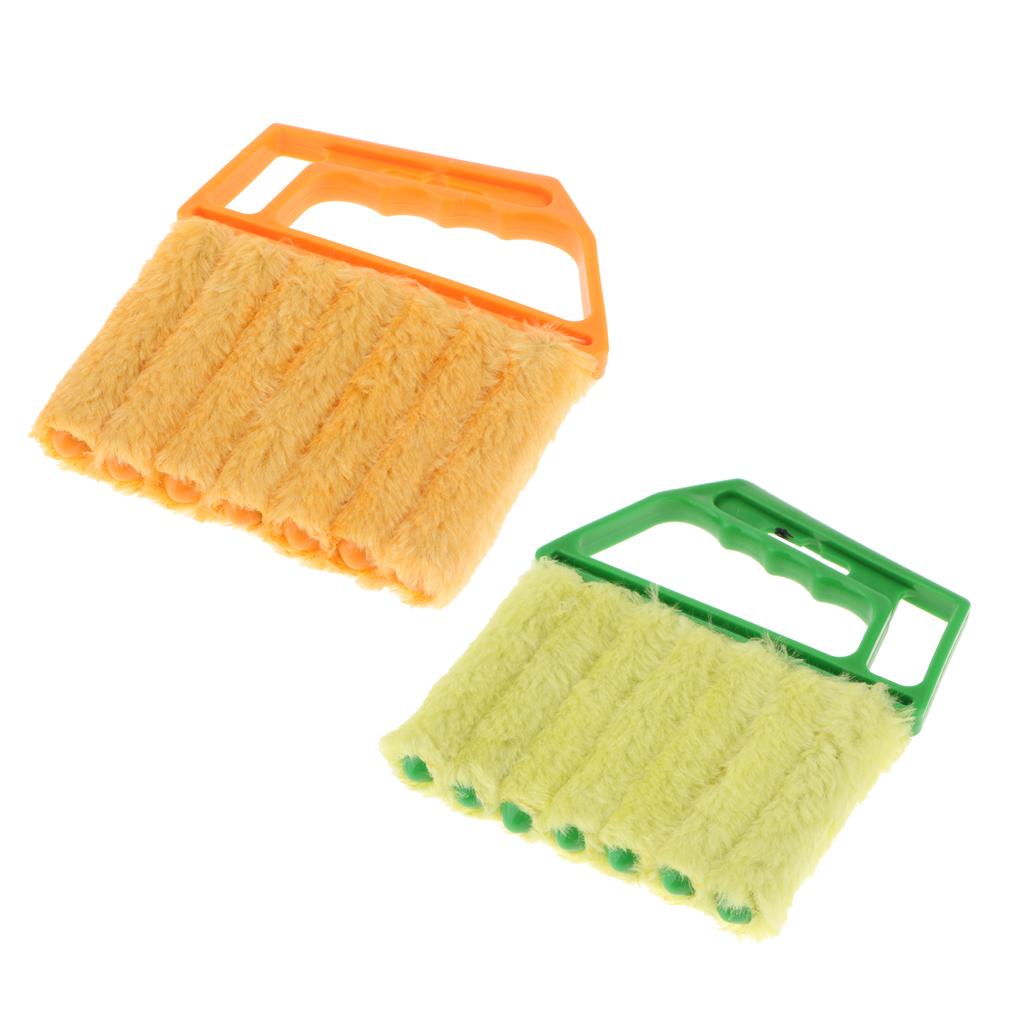 2 Pieces Shutters Window Blind Brush Dust Cleaner with 7 Slat Household Tool