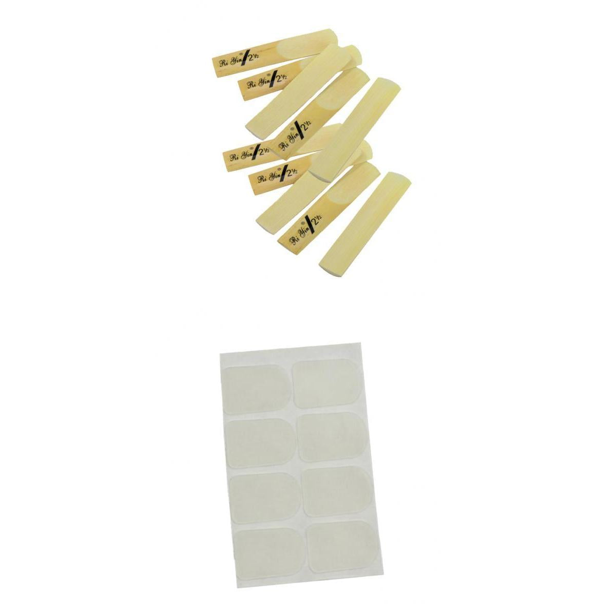 8pcs 0.3mm Sax Mouthpiece Pads+10pcs bE Saxophone Reeds Strength 2.5 Reeds