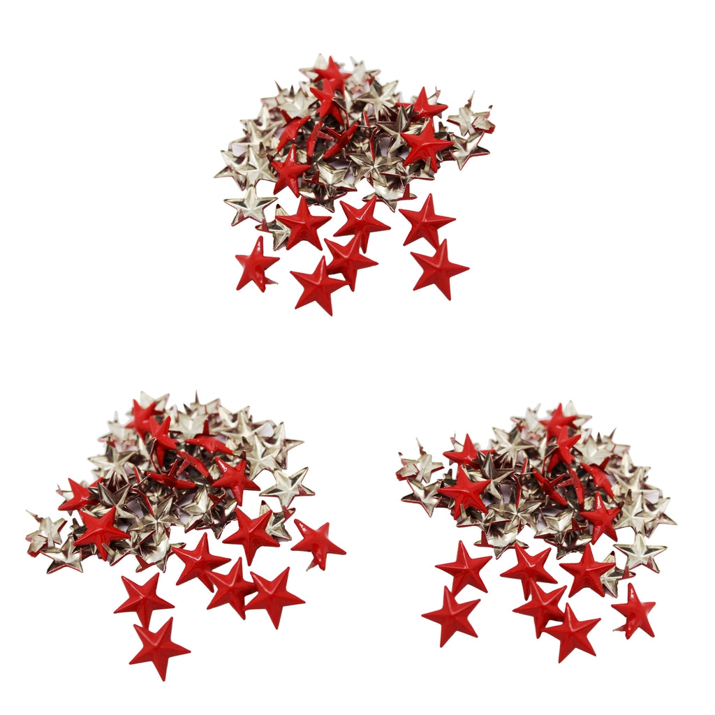 150Pcs Big Red Star Rivet Stud Punk Leathercraft DIY Claw Nailhead 15mm
