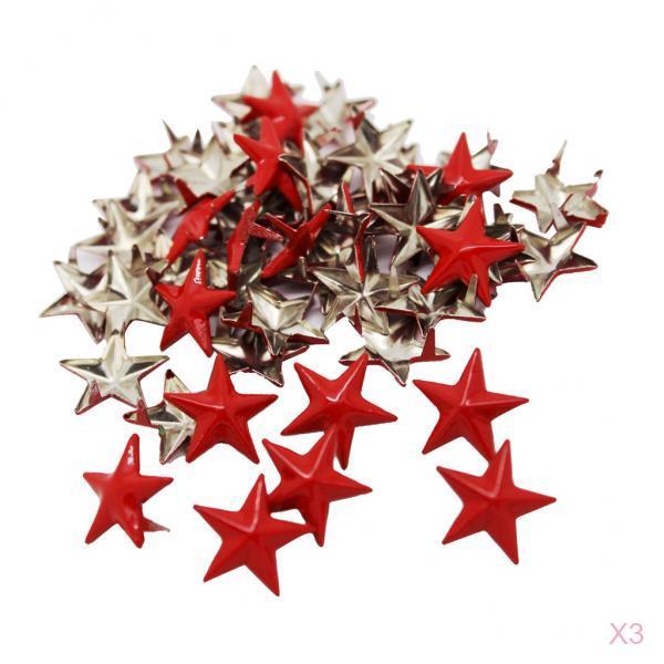 150Pcs Big Red Star Rivet Stud Punk Leathercraft DIY Claw Nailhead 15mm