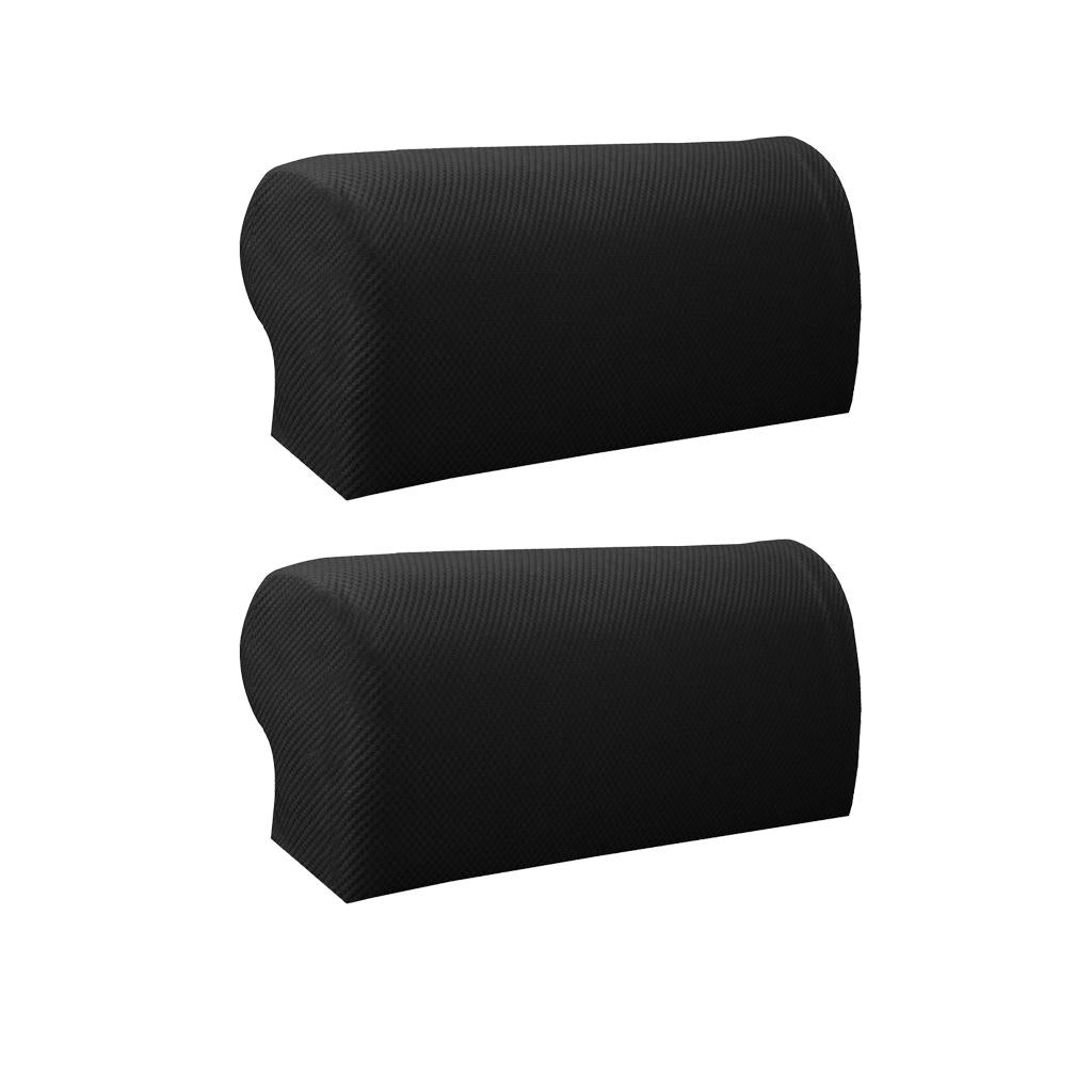 2 Pair Elastic Sofa Armrest Covers Armchair Slipcovers Protector Black