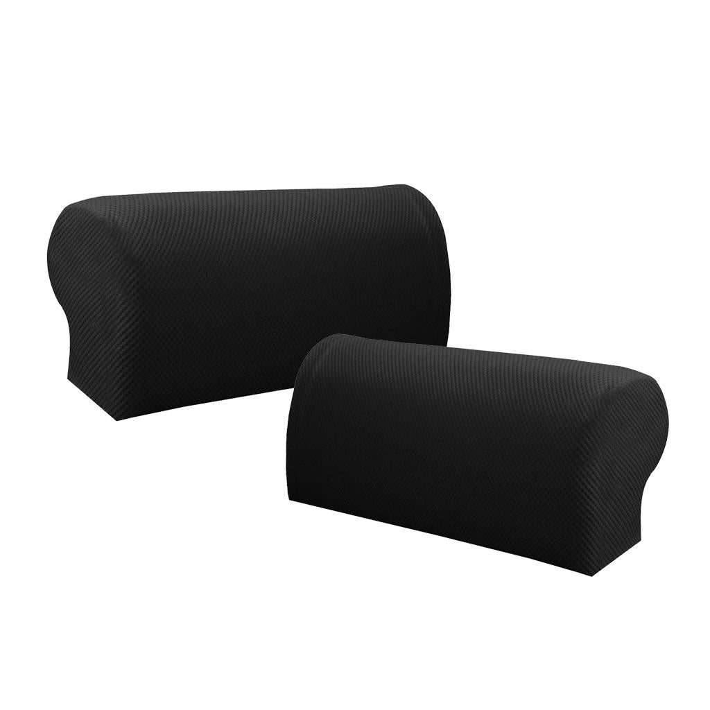 2 Pair Elastic Sofa Armrest Covers Armchair Slipcovers Protector Black