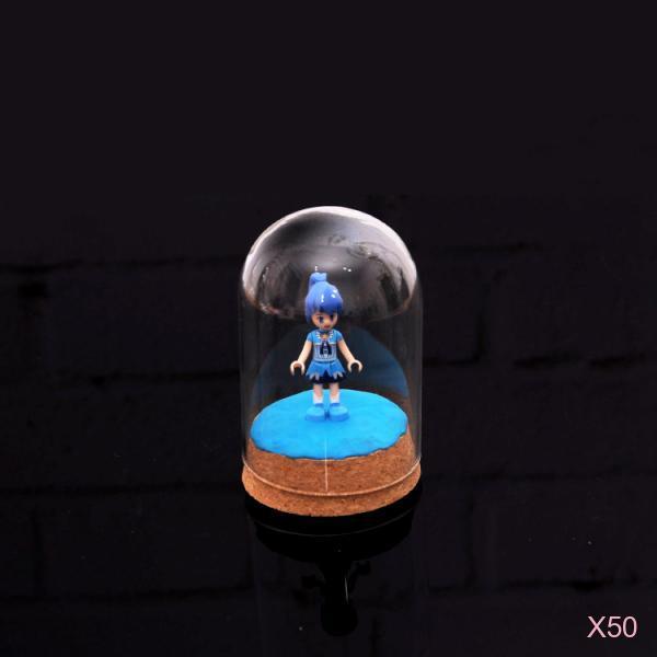 50x Mini Clear Glass Cover Dome Cloche with Cork Base Table Decor 10x6.5cm