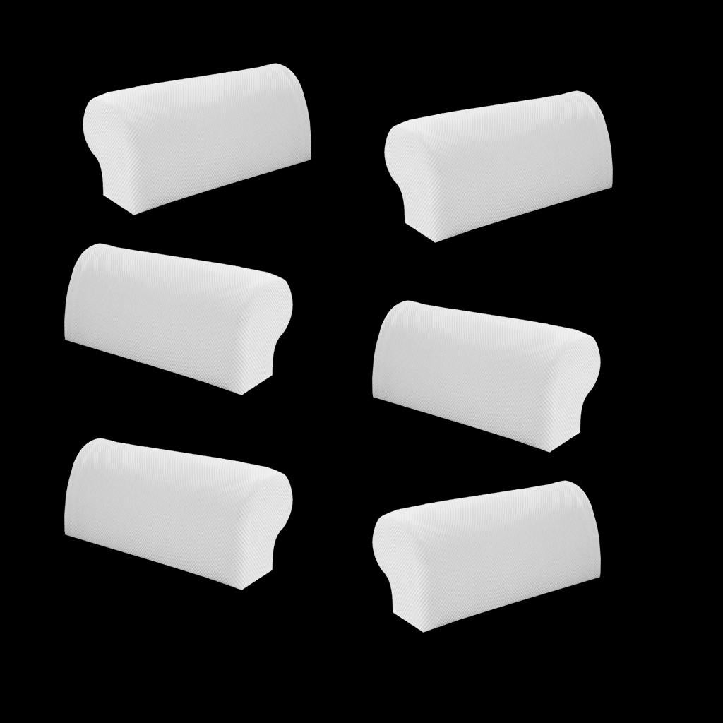 3 Pair Elastic Sofa Armrest Covers Armchair Slipcovers Protector White