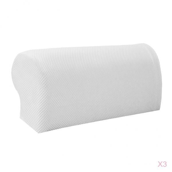 3 Pair Elastic Sofa Armrest Covers Armchair Slipcovers Protector White