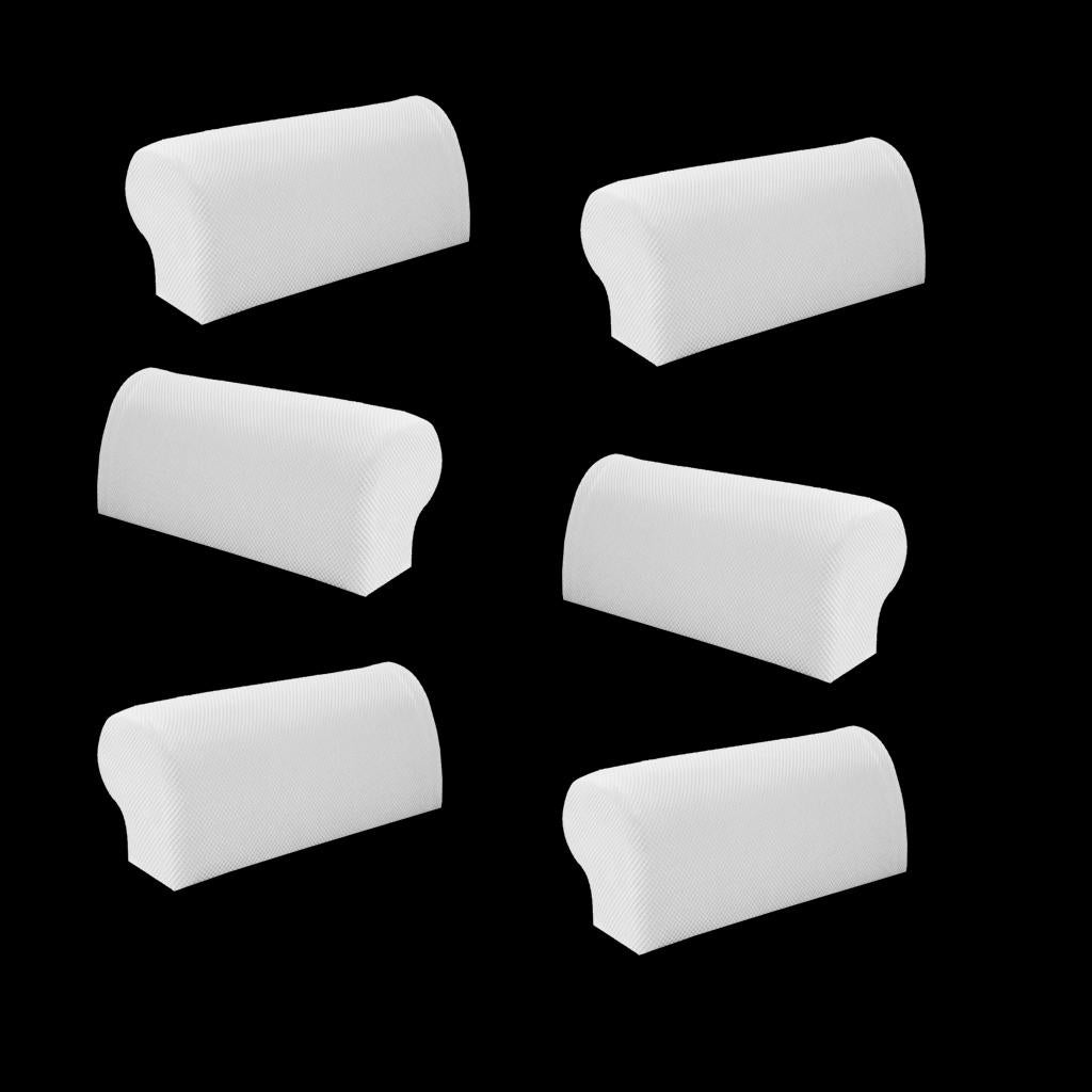 3 Pair Elastic Sofa Armrest Covers Armchair Slipcovers Protector White