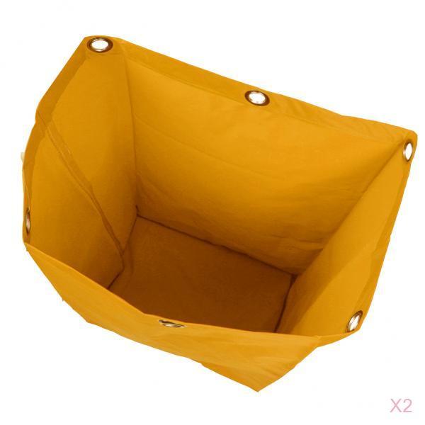 2x Oxford Waterproof Janitorial Cleaning Cart Bag Storage Bag Cleaner Yellow