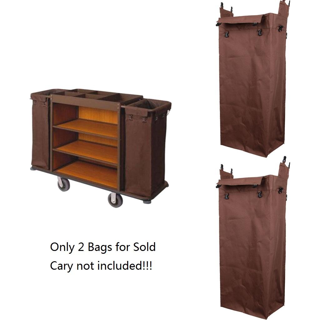2pcs Oxford Waterproof Cleaning Janitorial Housekeeping Cart Bag Chocolate
