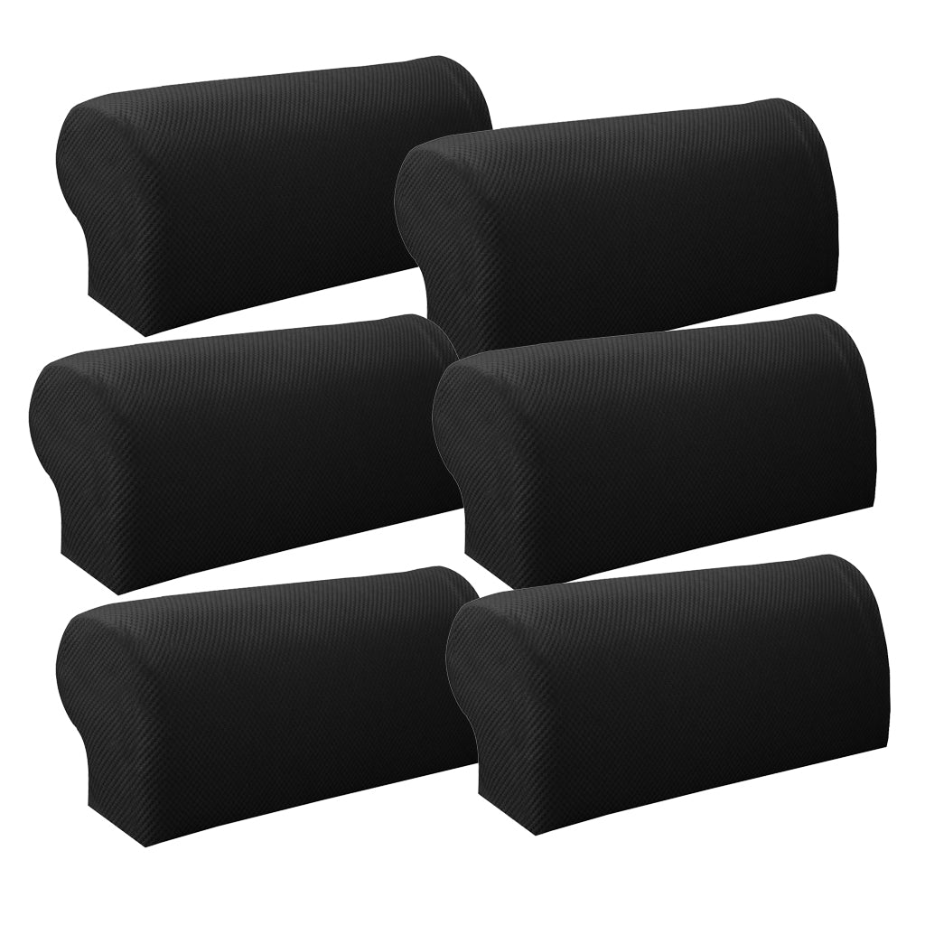 3 Pair Elastic Sofa Armrest Covers Armchair Slipcovers Protector Black