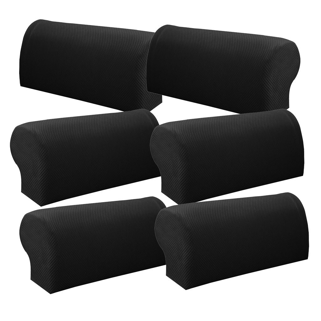 3 Pair Elastic Sofa Armrest Covers Armchair Slipcovers Protector Black