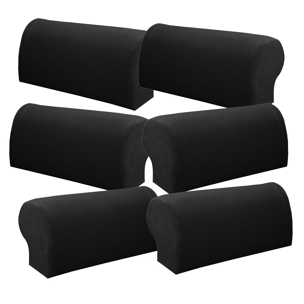 3 Pair Elastic Sofa Armrest Covers Armchair Slipcovers Protector Black