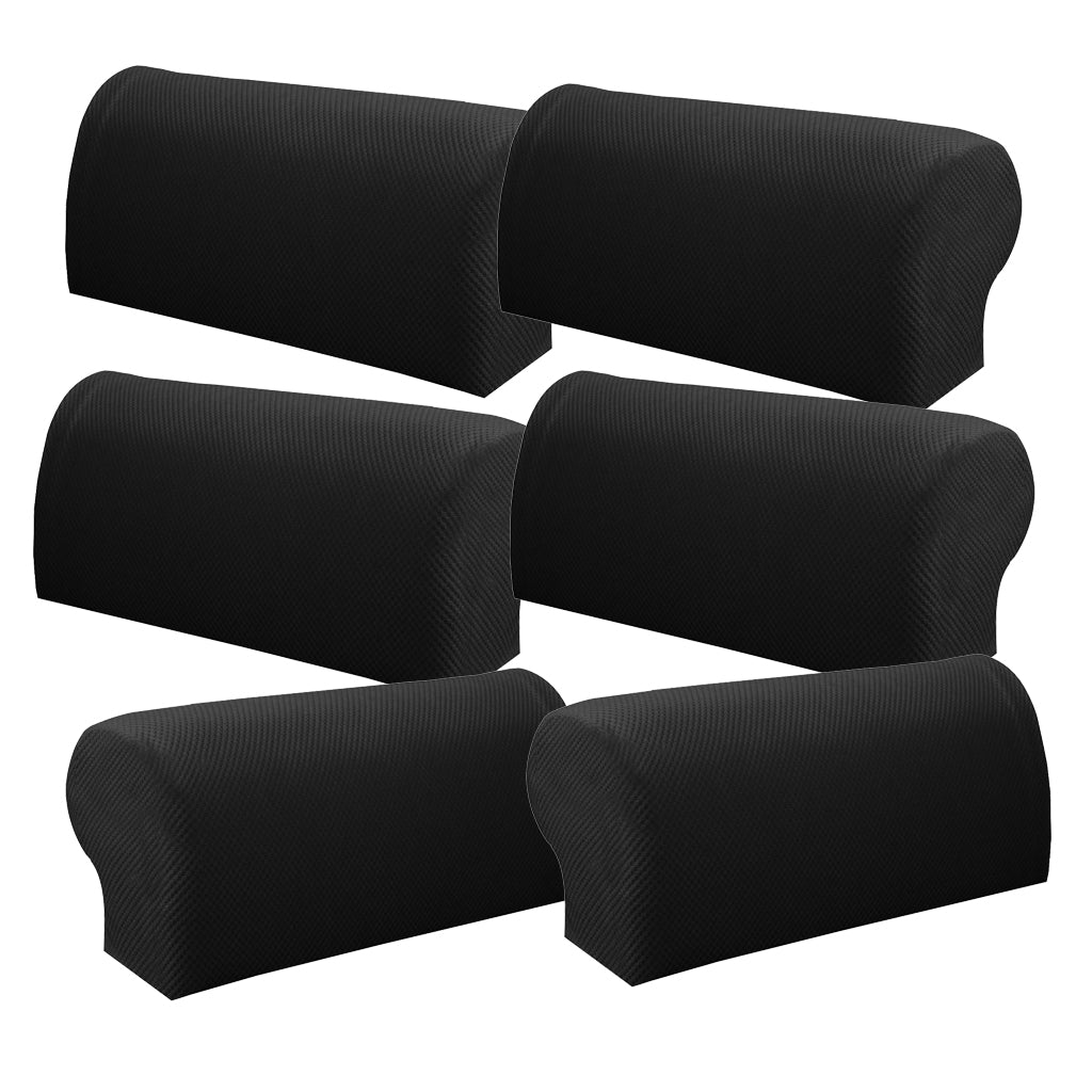 3 Pair Elastic Sofa Armrest Covers Armchair Slipcovers Protector Black