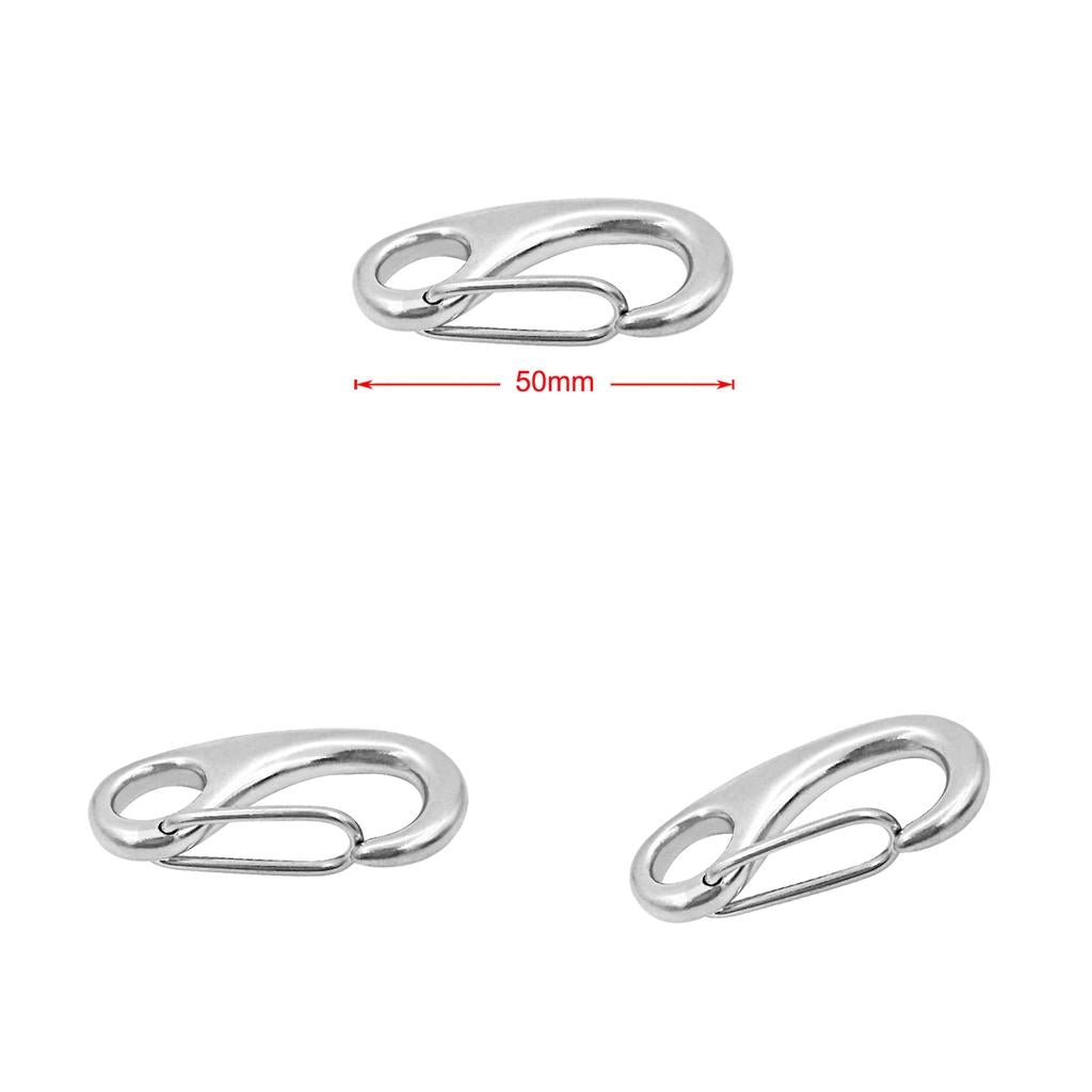 3Pieces Marine 316 Stainless Steel Spring Snap Hook Boat Anchor Rigging Clip