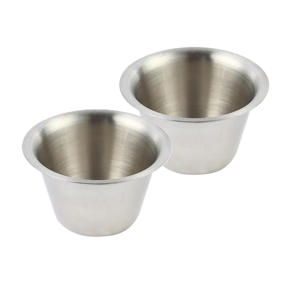 2pcs 2oz Stainless Steel Restaurant Kitchen Condiment Dipping Sauce Cup