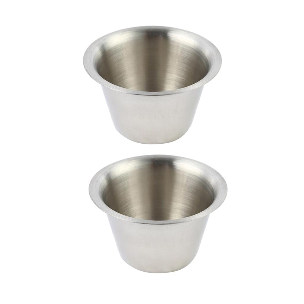 2pcs 2oz Stainless Steel Restaurant Kitchen Condiment Dipping Sauce Cup