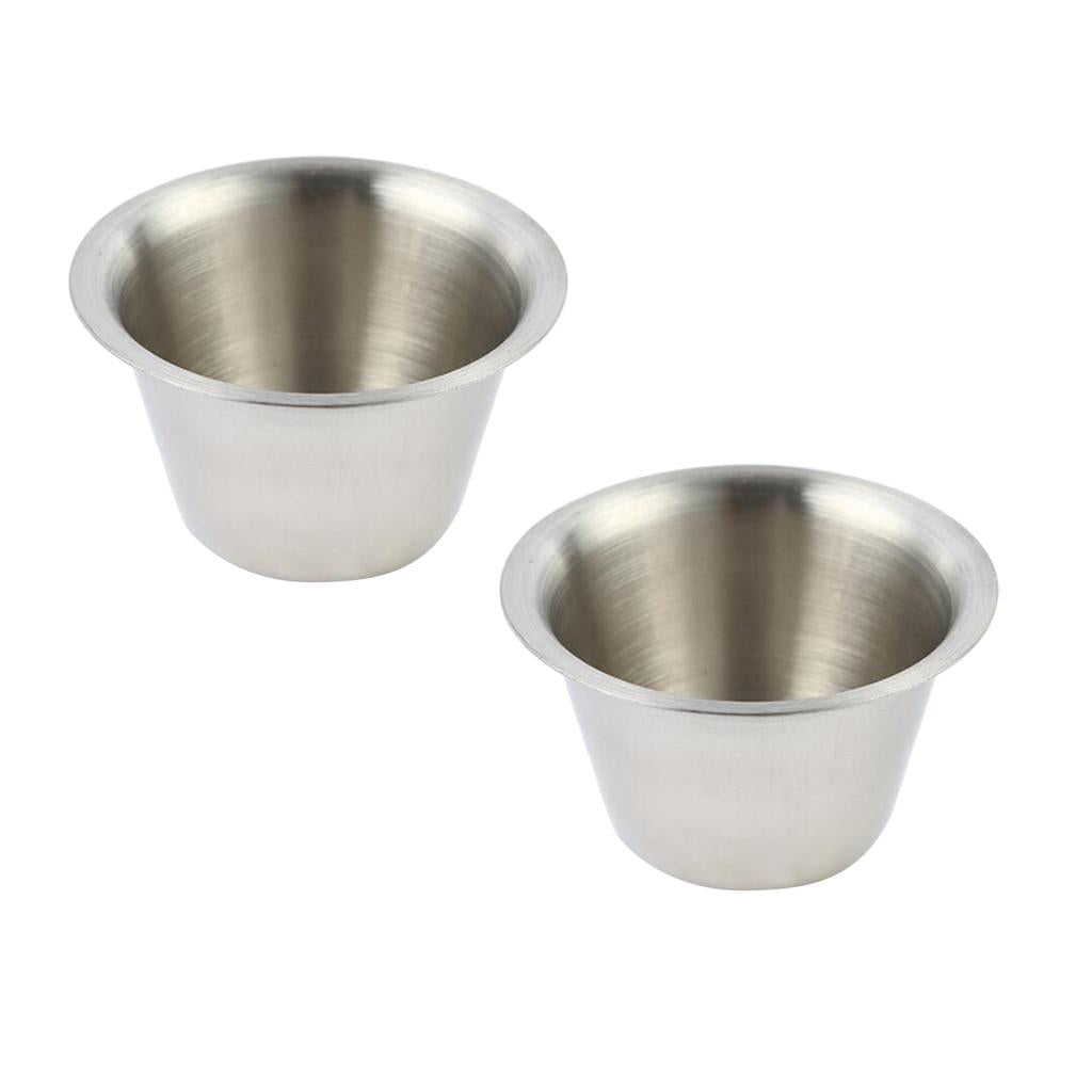 2pcs 2oz Stainless Steel Restaurant Kitchen Condiment Dipping Sauce Cup