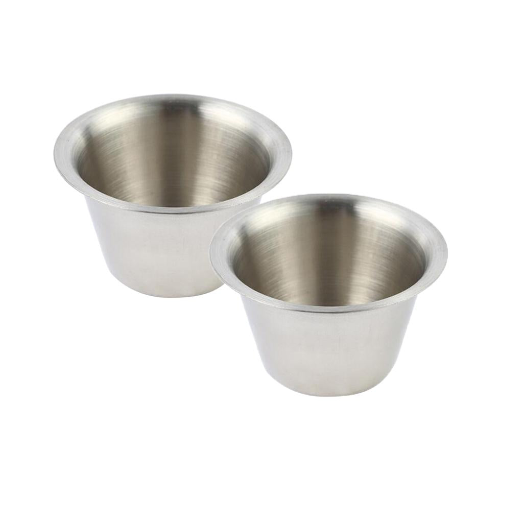 2pcs 2oz Stainless Steel Restaurant Kitchen Condiment Dipping Sauce Cup
