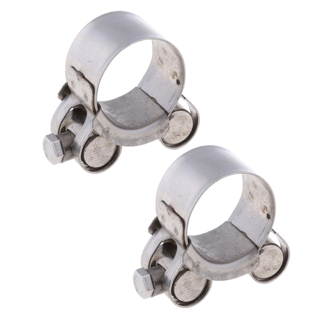 2Pcs Universal 26-28mm Motorcycle Exhaust Pipe Clamp Caliper Stainless Steel