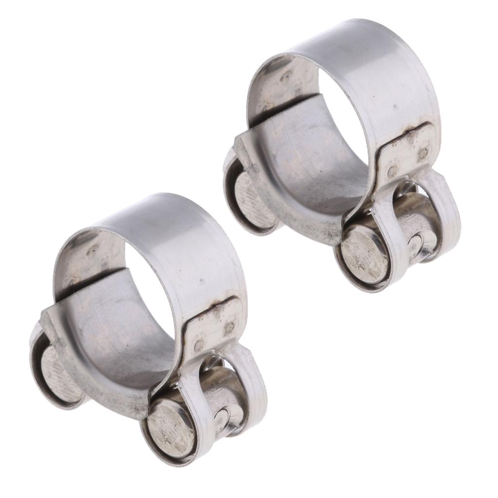 2Pcs Universal 26-28mm Motorcycle Exhaust Pipe Clamp Caliper Stainless Steel